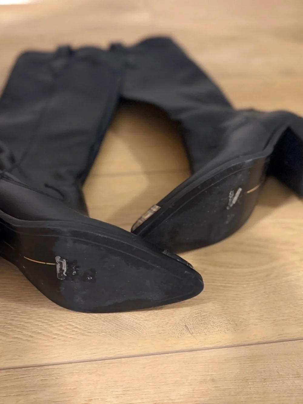 Dolce Vita Black Over-the-Knee Leather Boots with Silver Toe Caps